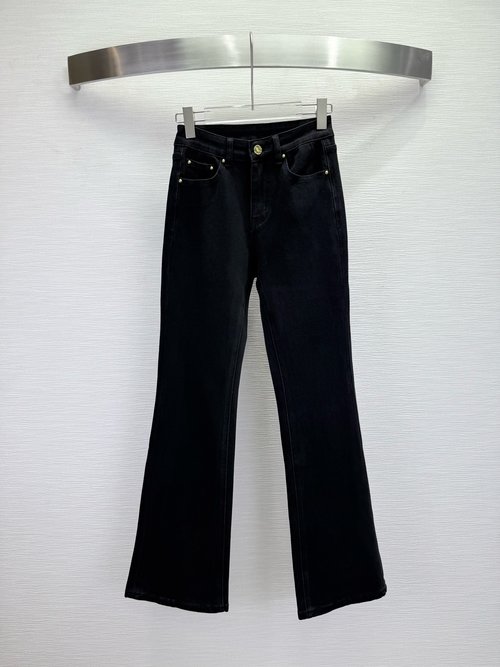 Louis Vuitton Versatile Flare Jeans with Pocket Embroidery and Stretch Material