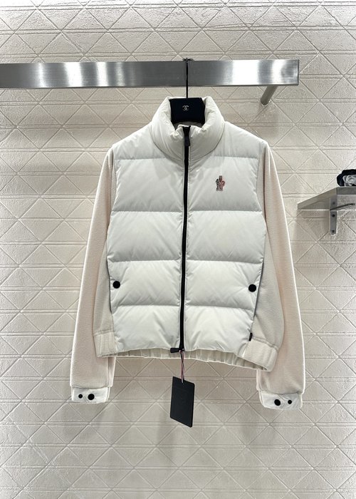 Moncler Zip-up Collar Down Jacket, Teddy Fleece Style, Elegant