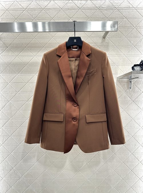 Fendi Satin Sash Collar Suit Jacket with Design Highlights