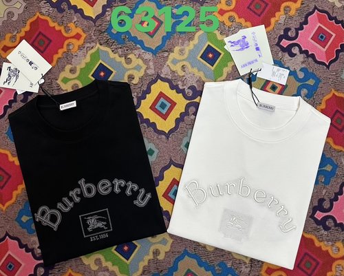 Burberry Pure Cotton Double - Yarn Plain T - Shirt with Printing