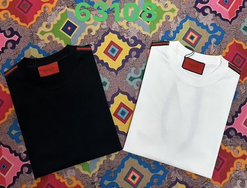 Gucci Pure Cotton Double - Yarn Plain T - Shirt with Webbing