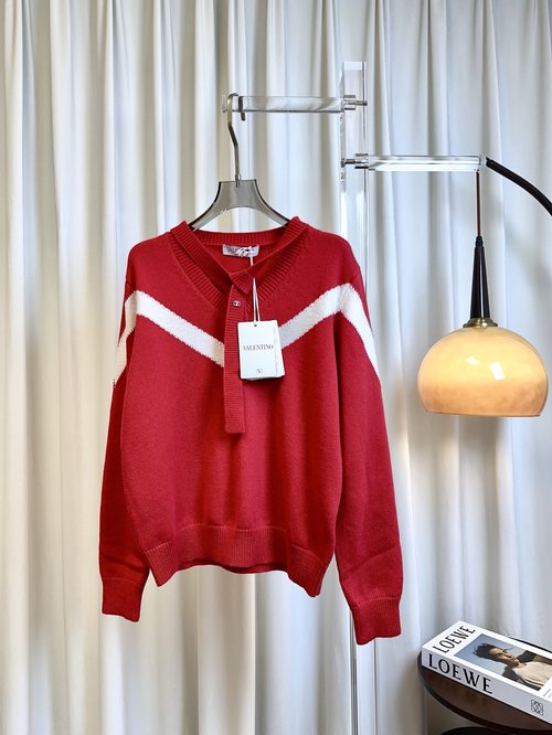 Valentino Strapped V-Neck Wool Top, Cute and Comfortable