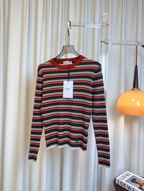 Celine Custom-woven Wool Top with Arch Logo, High Quality