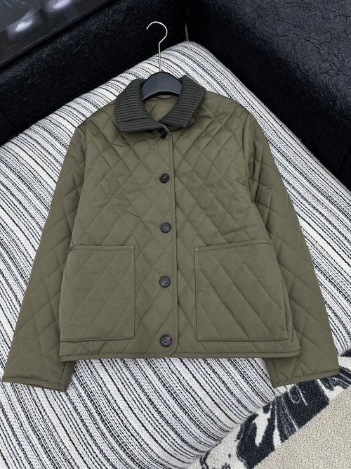 Loro Piana Knitted Faux - Fur Collar Quilted Cotton Jacket, Punk - style and Charming