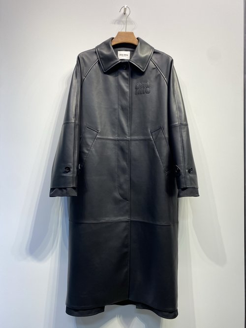 Miu Miu Exclusive Imported Sheepskin Long Windbreaker with Logo