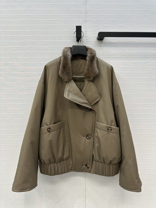 The Row Exclusive Row-Style High-Intelligence Collared Down Jacket with Fur Collar