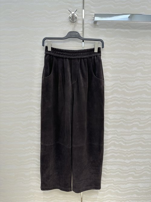 The Row First-Release Row Style Suede Leather Pants with Sophisticated Elegant Design