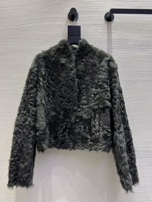 The Row High - Quality Light Sheepskin Fur V - Neck Short Coat