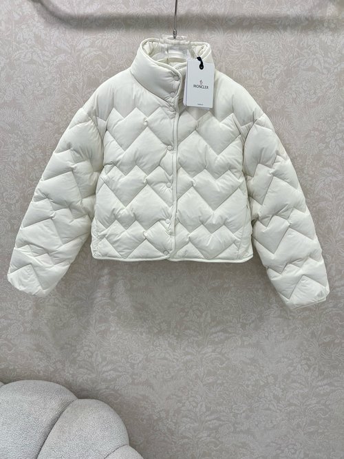 Moncler Triangle Ripple Standing Collar Down Jacket with Checks Design