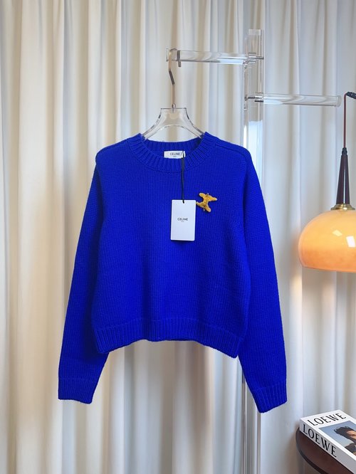 Celine Wool Logo Top with Pin Logo, Comfortable and Stylish