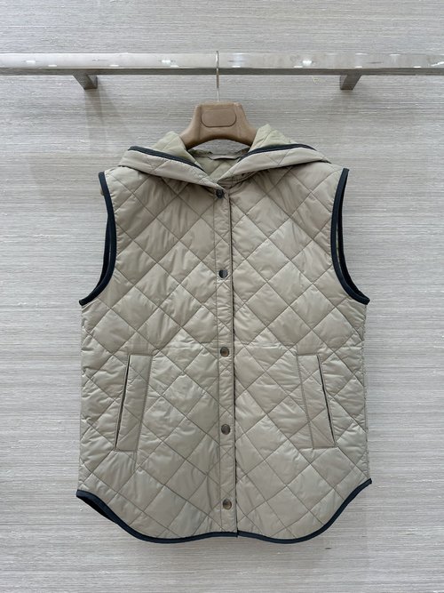 Brunello Cucinelli Exclusive Quilted Cotton Vest with Copper Chain Decoration