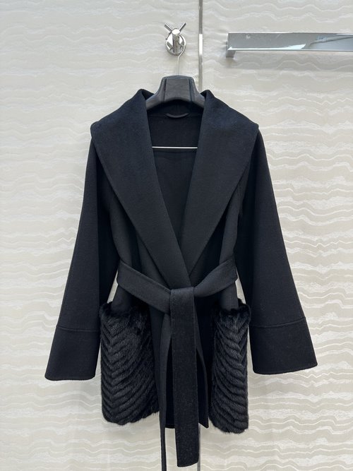 Fendi Exclusive First Release: Classic Mink-Pocket Handmade Woolen Coat