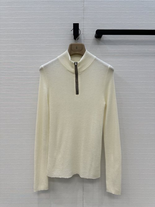 Brunello Cucinelli Luxury Cashmere Knit Half-Zip Collar Base Layer