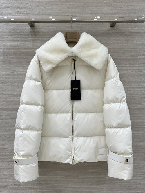 Fendi Exclusive Launch: Faux Fur Collar Down Jacket with Unique Leather Cuffs