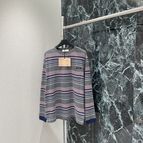 Versace Retro Contrast Striped Long Sleeve T-shirt, Oversize Style