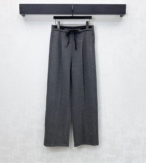 Alexander Wang Relaxed Drawstring Wool Trousers with Subtle Logo Detail