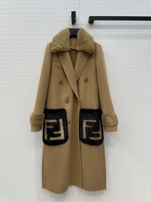 Fendi Luxury Mink Fur - Trimmed Cashmere Coat with Impeccable Tailoring