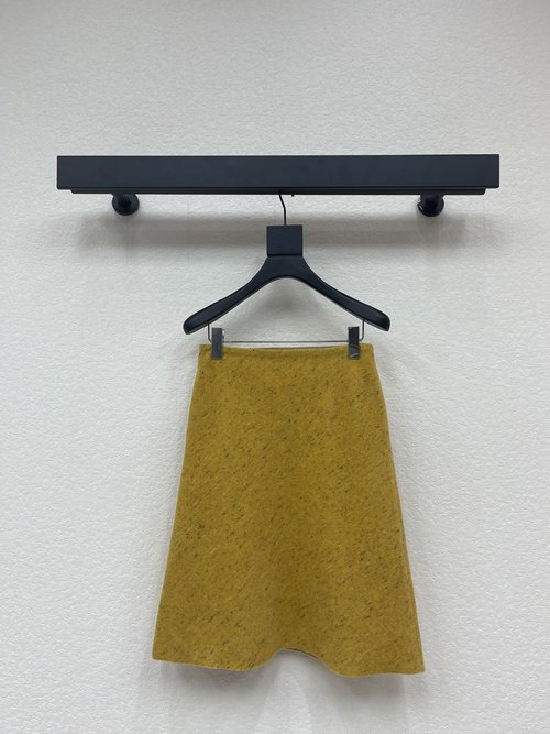 Miu Miu Lemon Yellow Wool Midi Skirt with Logo