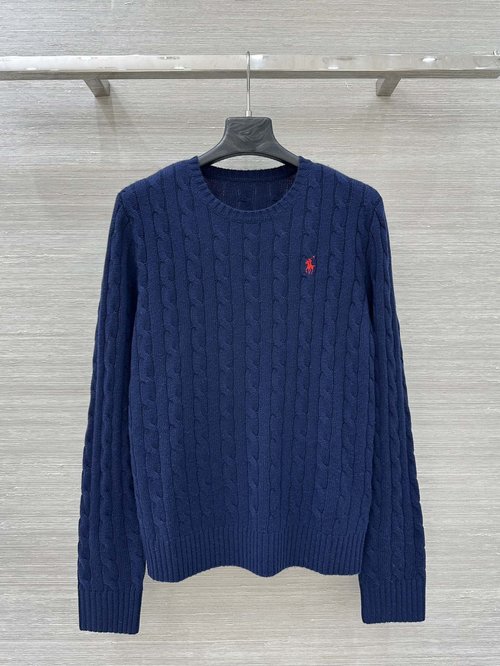Polo Ralph Lauren Exclusive College-style Knit Top with Knight Embroidery and High-quality Yarn