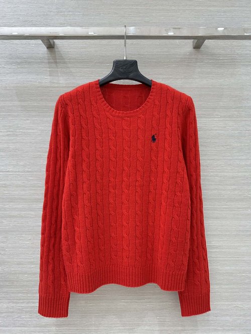 Polo Ralph Lauren Exclusive College-style Knit Top with Knight Embroidery and High-quality Yarn