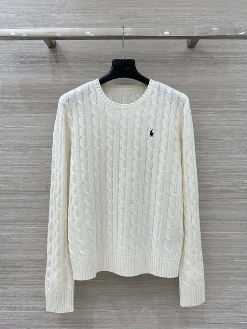 Polo Ralph Lauren Exclusive College-style Knit Top with Knight Embroidery and High-quality Yarn