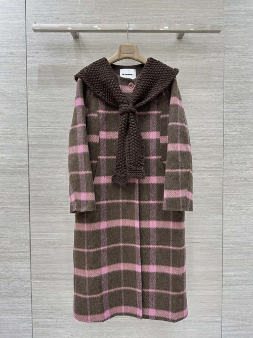 Jil Sanders Exclusive Release: Detachable Scarf Wrap Woolen Overcoat