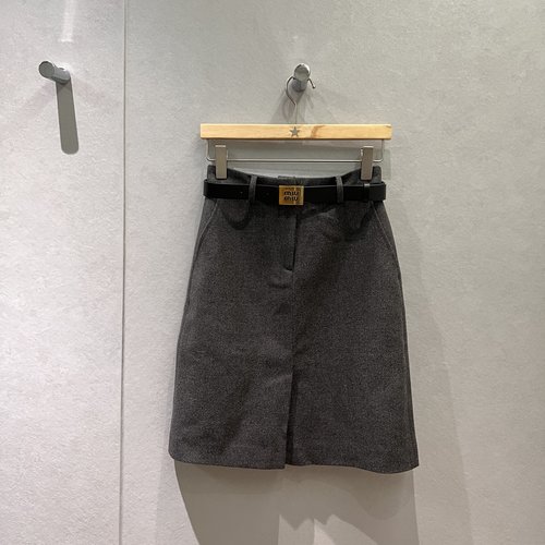 Miu Miu Belted Hip-Hugging Mid-Calf Skirt