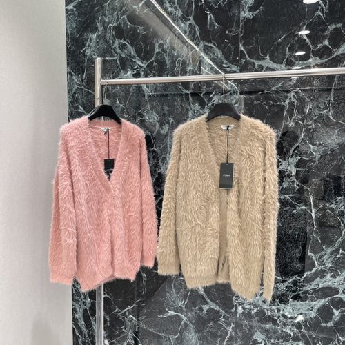 Fendi Faux Mink Knit Cardigan, Soft and Warm for Daily Wear