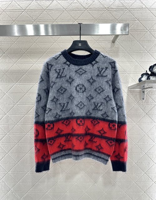 Louis Vuitton Custom Wool Pullover Sweater with Clover Jacquard Logo, Classic Appeal