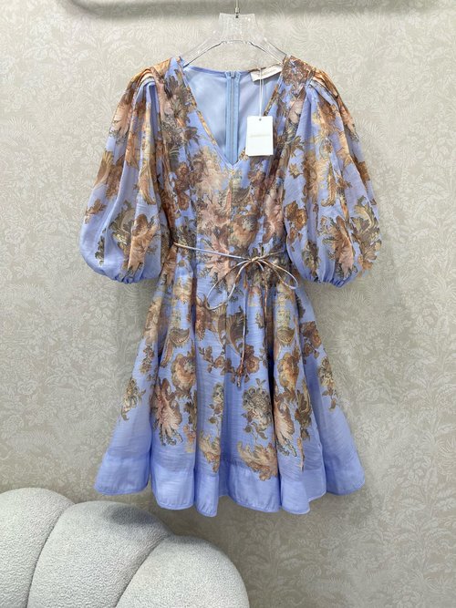 Zimmermann V-neck Ruffled Dress with Custom Belt