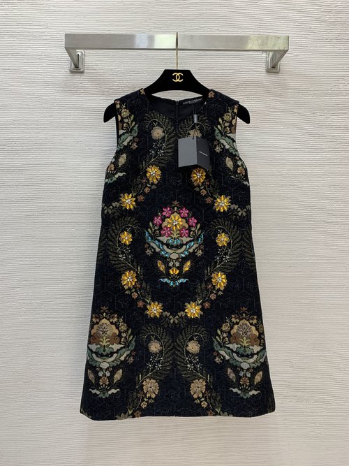 Dolce & Gabbana High-end Snow-cotton Jacquard A-line Sleeveless Dress