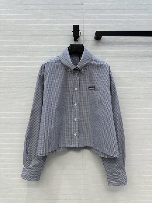 Miu Miu Exclusive First Release! Original Quality Blue Checked Shirt
