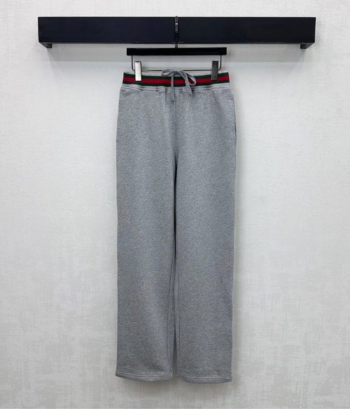 Gucci Customized Imported Cotton Straight Pants with Logo and Ribbon
