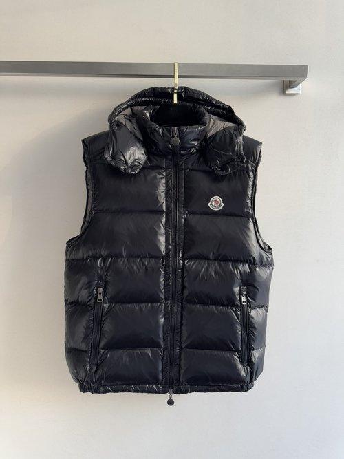 Moncler Classic Hooded Down Vest with Nylon Lining in High Street Style
