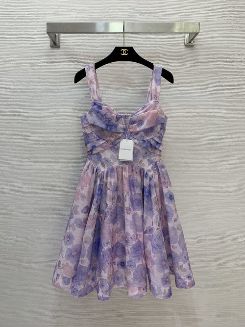 Zimmermann Sophisticated Floral Print V - neck Ruffled Dress