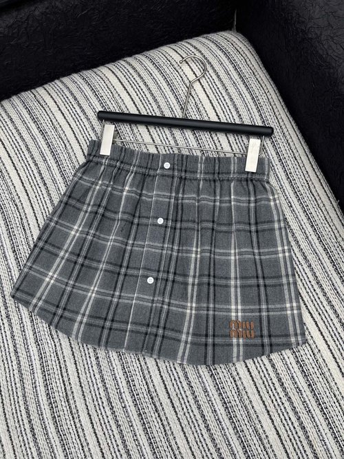 Miu Miu Customized Checked A-Line Skirt