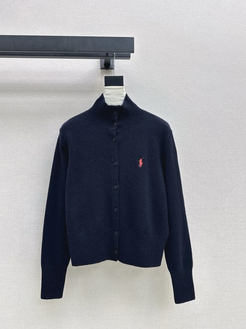 Polo Ralph Lauren Exclusive Classic Embroidered Knit Collared Open Cardigan, Versatile Use