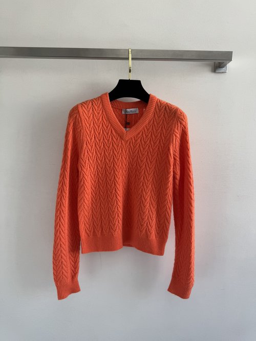 Max Mara V - Neck Sweater with Hollow Design, Suitable for Various Occasions