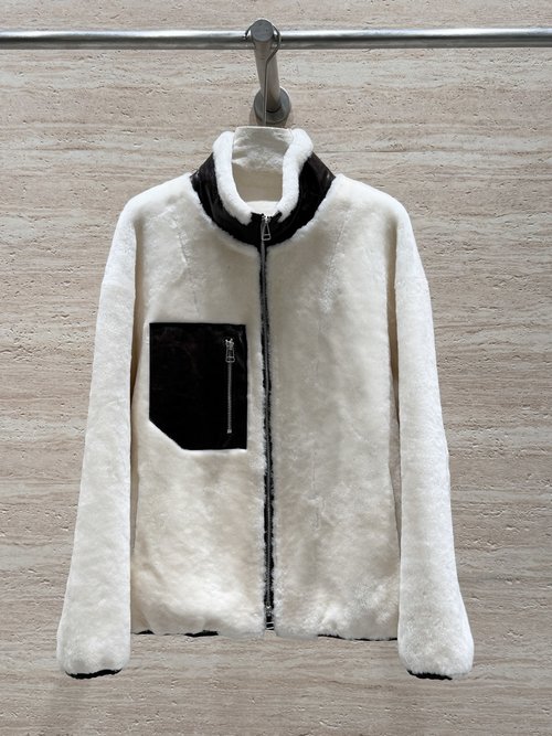 Loro Piana Uniquely Designed New Merino Fur Neutral Stand-Collar Coat