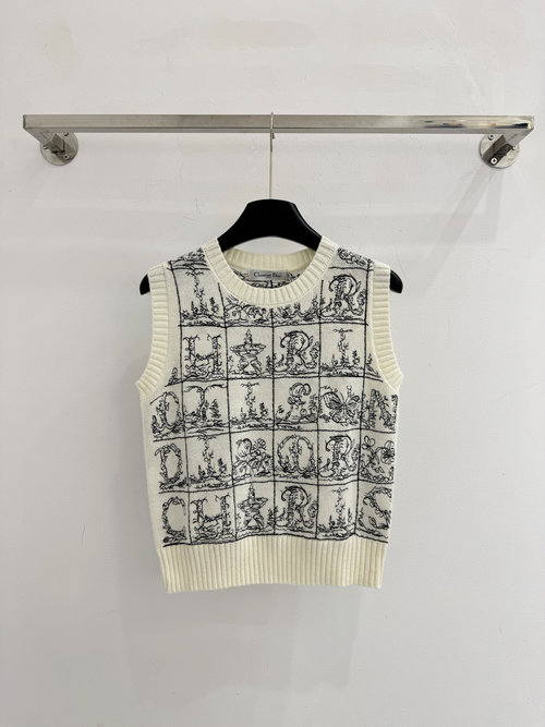 Dior Sleeveless Vest with Embroidered Letters