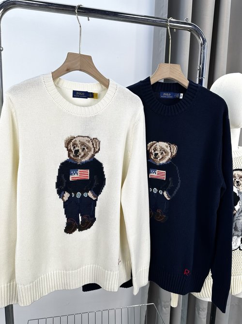 Yves Saint Laurent Flag Bear Cub Embroidered Cotton Round-Neck Pullover