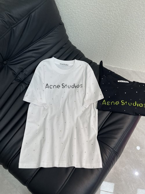 Acne Studios Starry Sequined Short Sleeve T-Shirt with Playful Design
