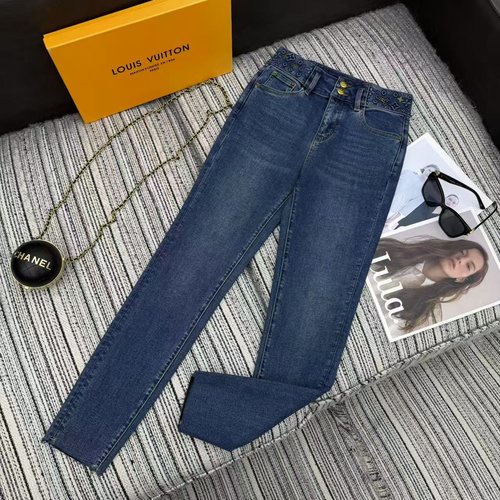 Louis Vuitton Recommended LOU Series Logo Embossed Waist Skinny Jeans