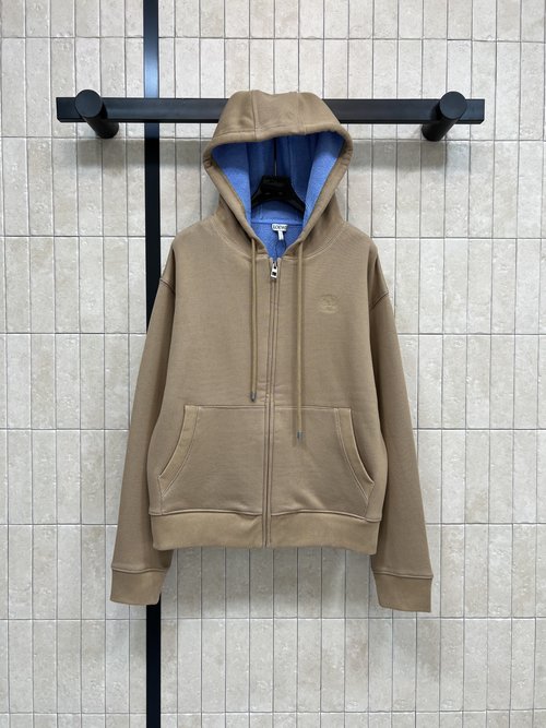 Loro Piana Color-blocked Hooded Sweatshirt with Blue Lining and Brand Embroidery