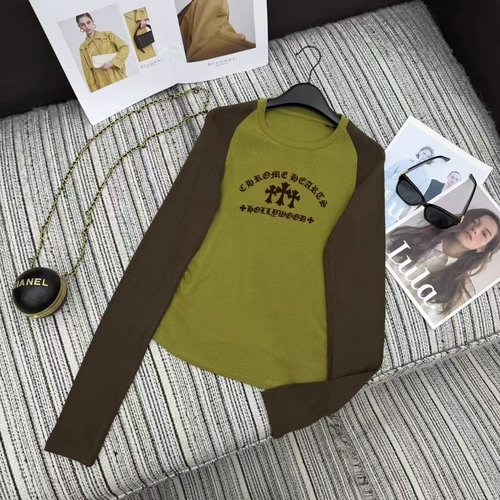 Chrome Hearts Letter Flocking Contrast Color Long-Sleeve T-Shirt