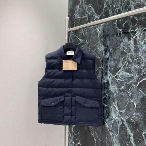 Miu Miu Collared Vest with Brand Embroidery