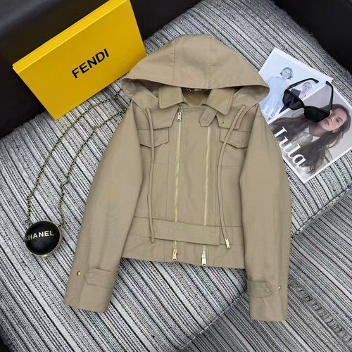 Fendi High-end Patch Collar Hooded Trench Coat from Early Collection