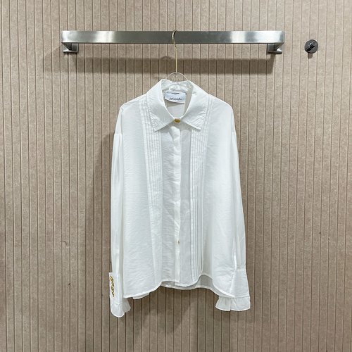 Yves Saint Laurent Asymmetrical Button-Front Shirt in Comfortable Fabric