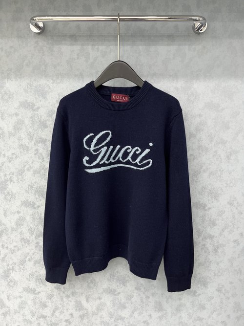 Gucci Contrast Jacquard Letter Knitted Sweater, High-Quality for Autumn