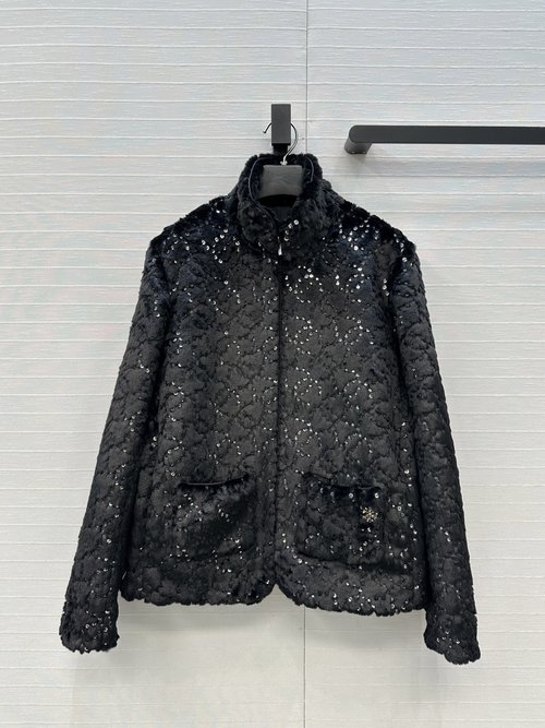 Chanel Ski Series Customized Faux Fur Embroidered Coat with Silk Lining